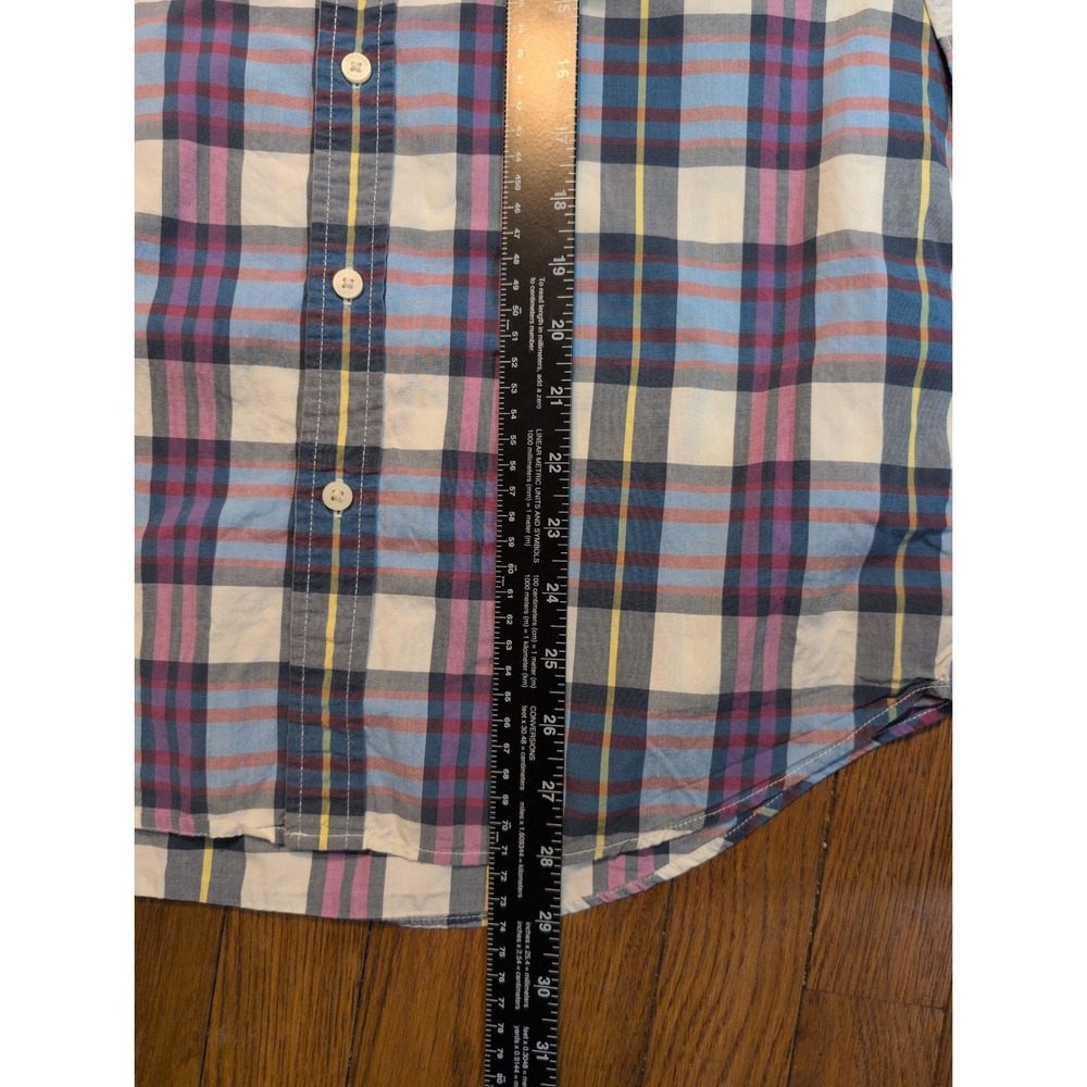 American Eagle Outfitters Mens Medium Plaid Short Sleeve Button Down Shirt Blue - Picture 7 of 7
